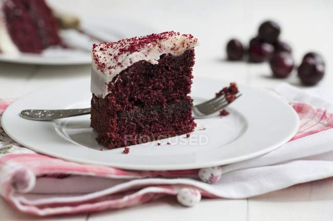 Red Velvet cake on plate — Stock Photo