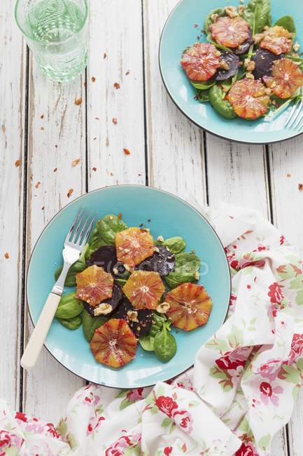 Beetroot salads with red oranges — Stock Photo
