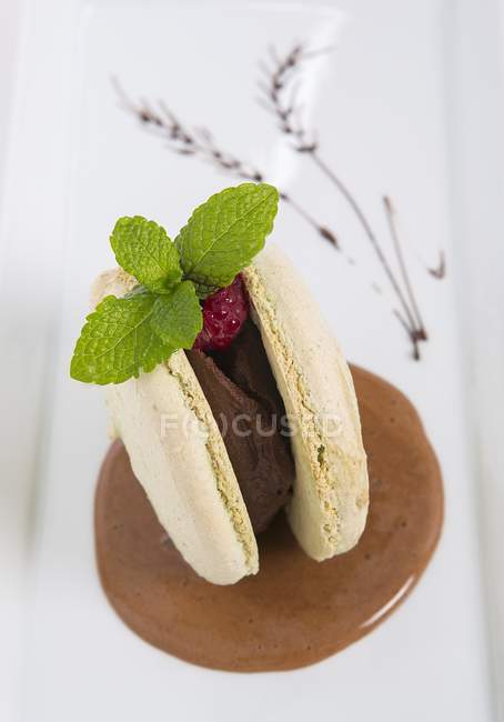 Macaroon com creme de chocolate — Fotografia de Stock