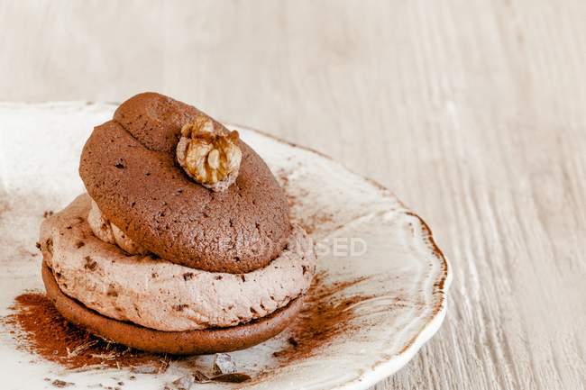 Whoopie pie with chocolate mousse — Stock Photo