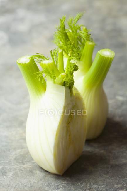 Whole and halved Fennel bulbs — Stock Photo