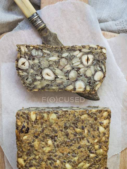 Seeded bread with hazelnuts — Stock Photo