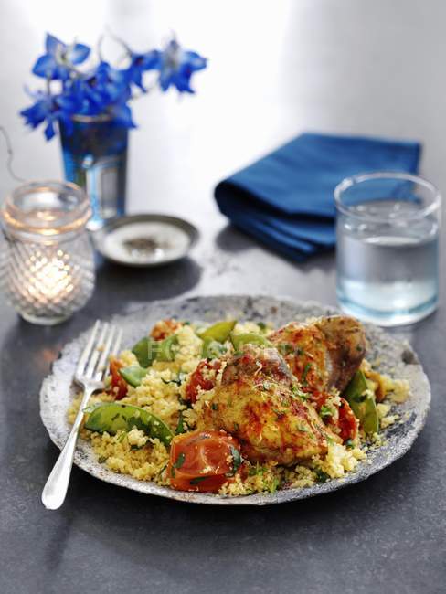 Chicken with couscous and vegetables — Stock Photo