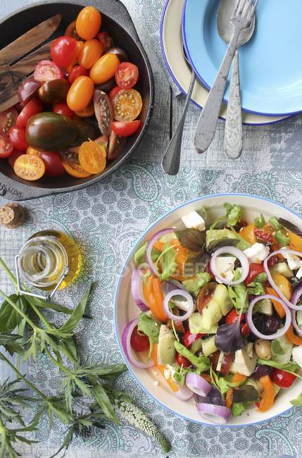 Грецький салат з сиром. — стокове фото