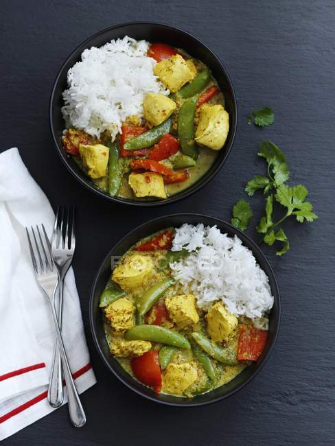 Curry de poulet au riz — Photo de stock