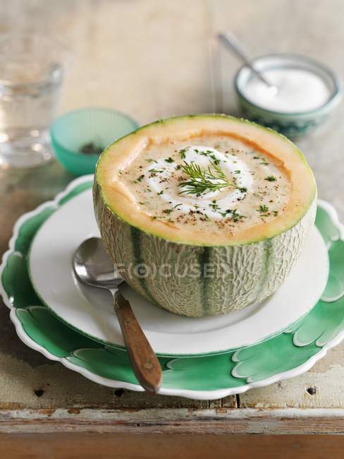 Cold melon soup with ginger — Stock Photo
