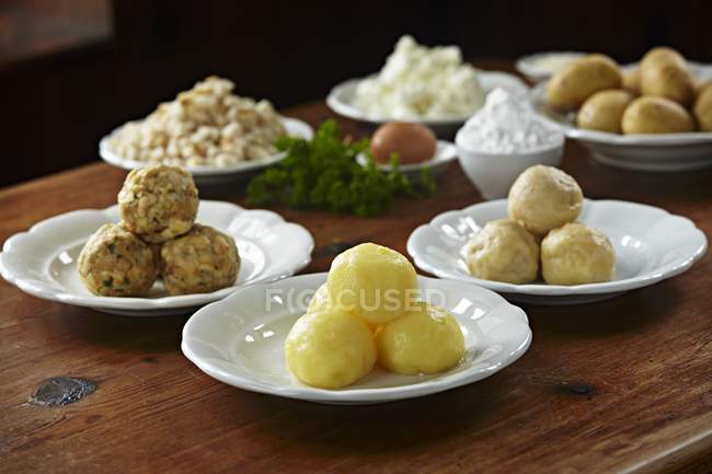 Bread dumpling with ingredients — Stock Photo