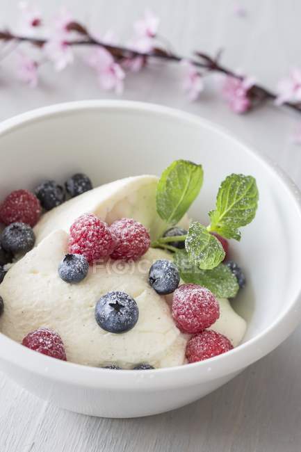 Quark mousse with berries — Stock Photo