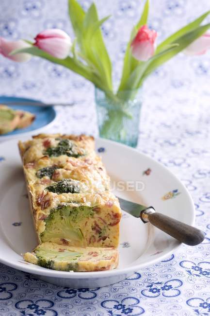 Vegetable and bacon cake — Stock Photo