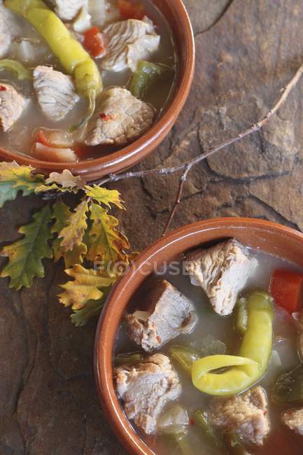 Axoa with veal and Espelette chilli peppers — Stock Photo
