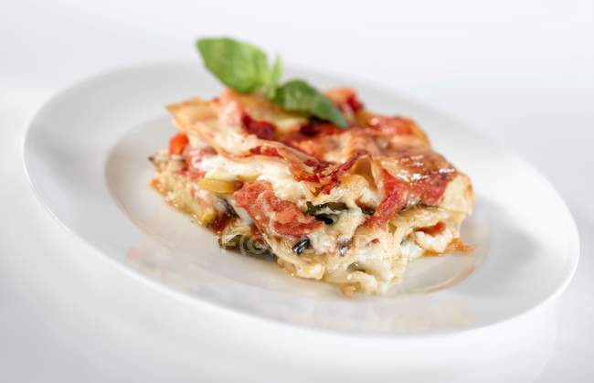 Stück vegetarische Lasagne — Stockfoto