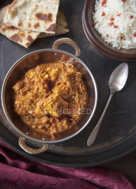 Paneer tikka masala with rice — Stock Photo