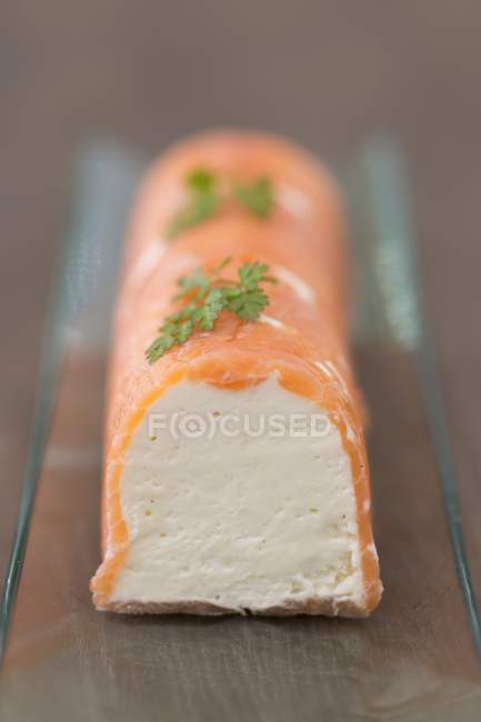Asparagus mousse with salmon — Stock Photo