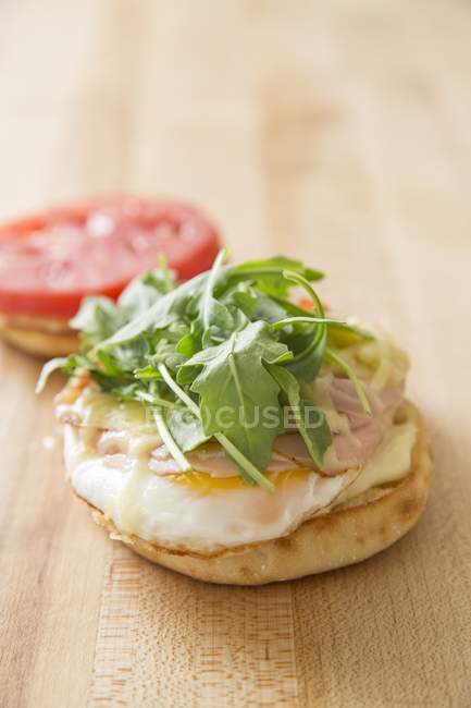 English muffin with eggs — Stock Photo