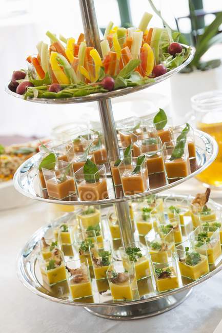 Appetisers in square glasses — Stock Photo