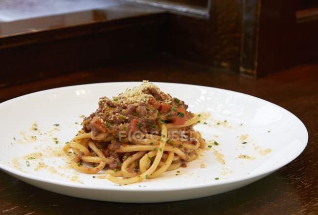 Spaghetti con polpo — Foto stock