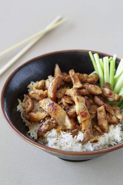 Frango Teriyaki com arroz — Fotografia de Stock