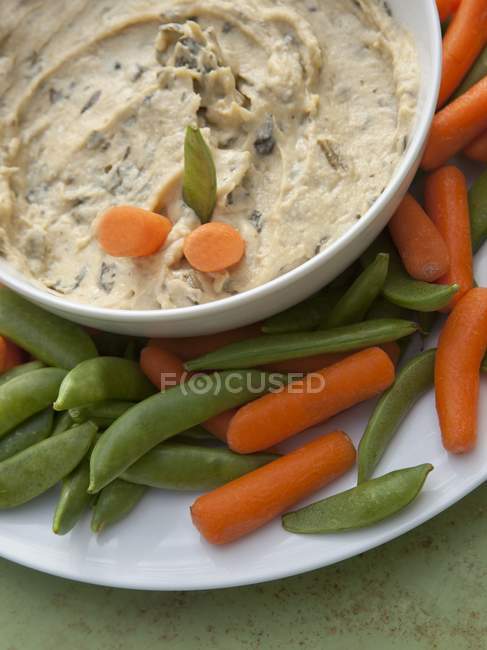 Artischocken-Hummus mit Spinat — Stockfoto
