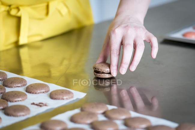 Macaroons being made — Stock Photo