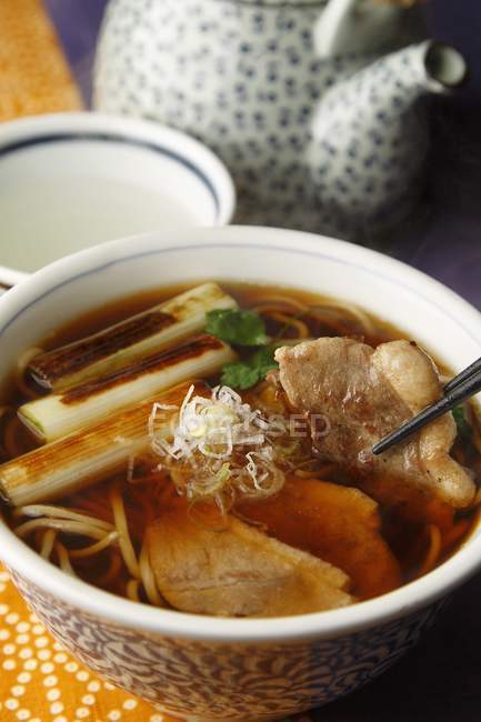 Noodle soup with duck — Stock Photo
