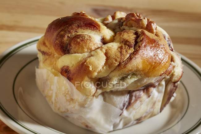 Chocolate and walnut bun — Stock Photo
