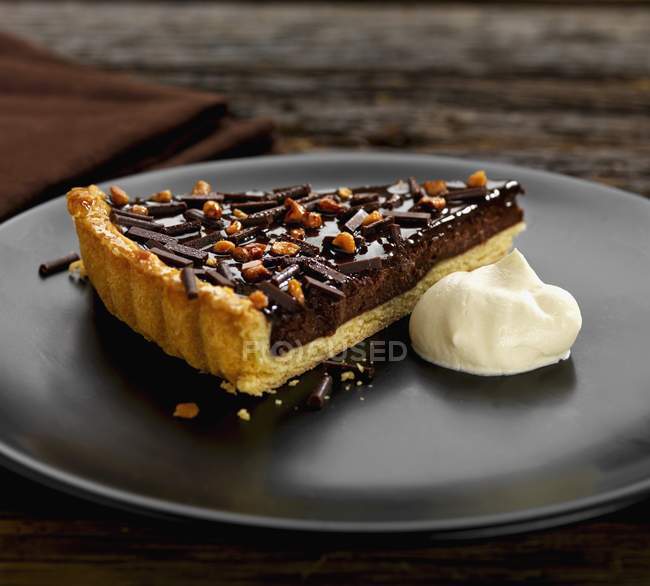 Chocolate and almond tart — Stock Photo