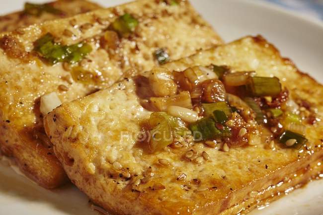 Closeup view of Dubu Jorim braised Tofu — Stock Photo