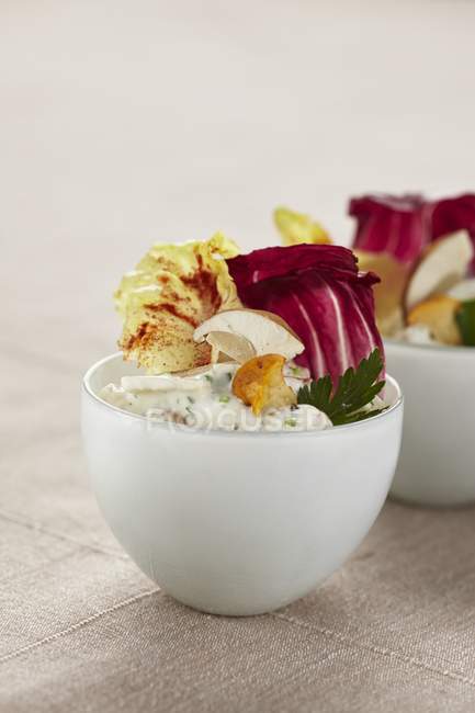 Cold mushrooms salad with radicchio — Stock Photo