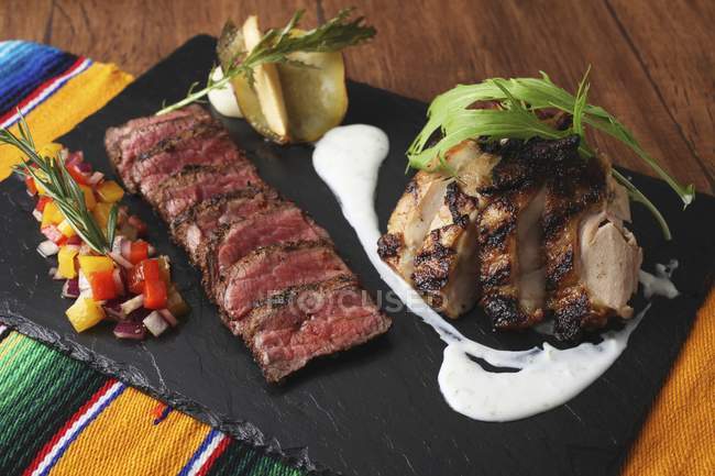 Grill platter with beef — Stock Photo