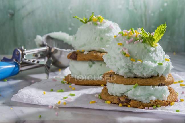 Mint ice cream cakes — Stock Photo