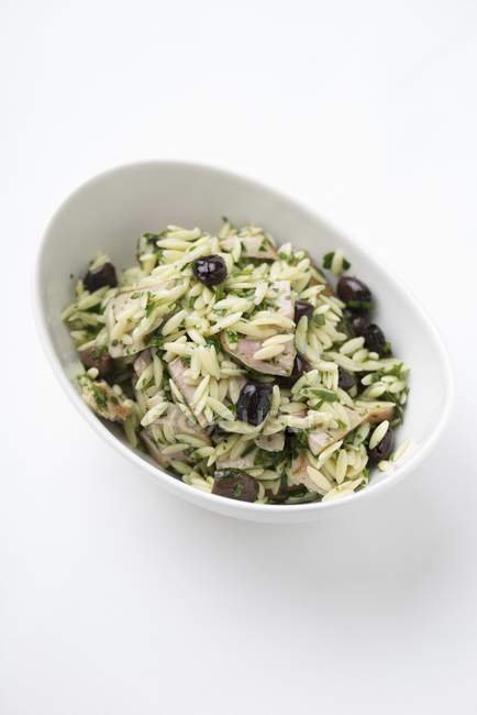 Rice salad with olives — Stock Photo