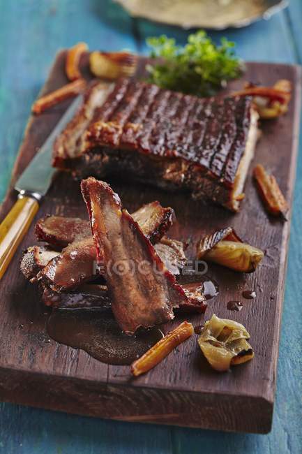 Spare ribs on board — Stock Photo