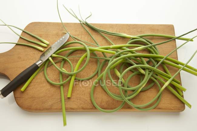 Garlic green stems — Stock Photo