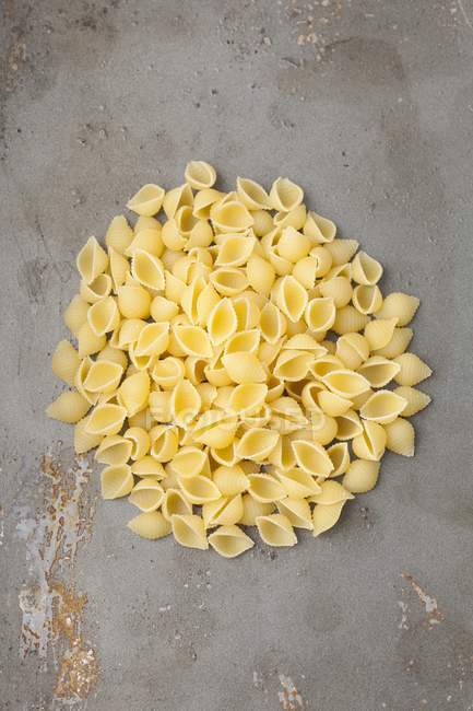 Dry uncooked pile of conchiglie pasta — Stock Photo