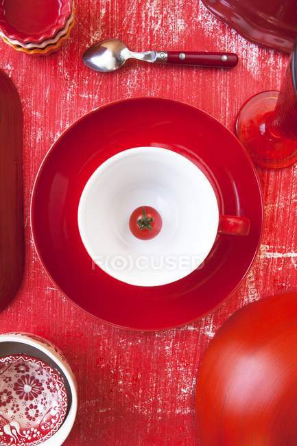 A view from above of a red place setting — Stock Photo