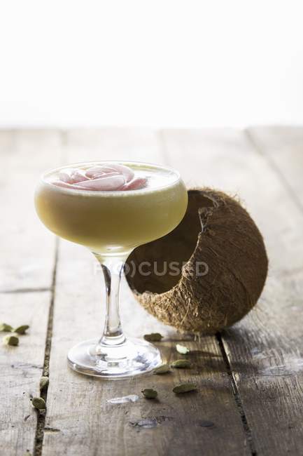 Creamy cocktail made with coconut — Stock Photo