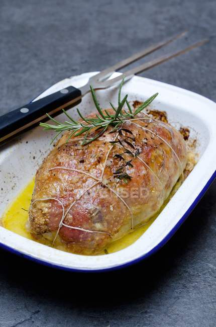 Deboned and trussed roast turkey — Stock Photo