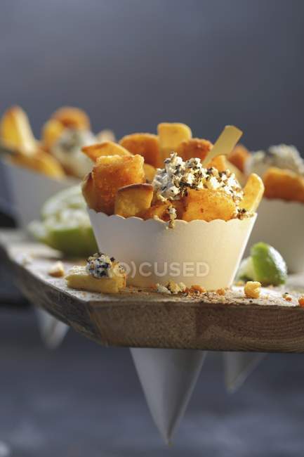 Fish and chips in paper cones — Stock Photo