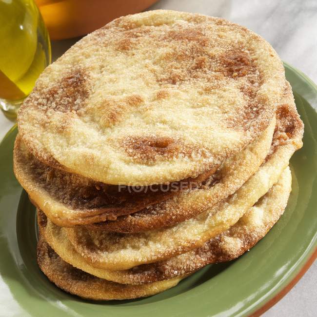 Closeup view of stacked sweet pancakes — Stock Photo