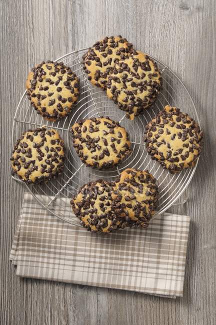 Biscotti al cioccolato su rack — Foto stock