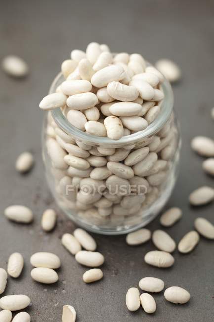 Jar of white beans — Stock Photo
