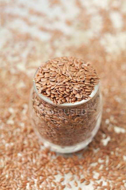 Jar of flax seeds — Stock Photo