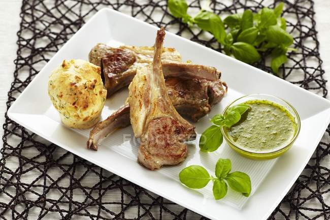 Lamb chops with cheese — Stock Photo
