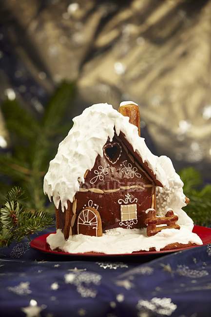 Gingerbread house with icing — Stock Photo