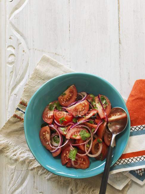 Tomatensalat mit Zwiebeln — Stockfoto