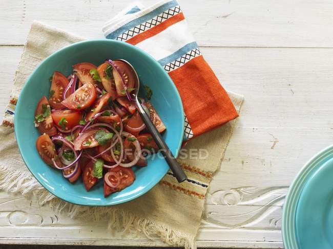 Tomato salad with onions — Stock Photo