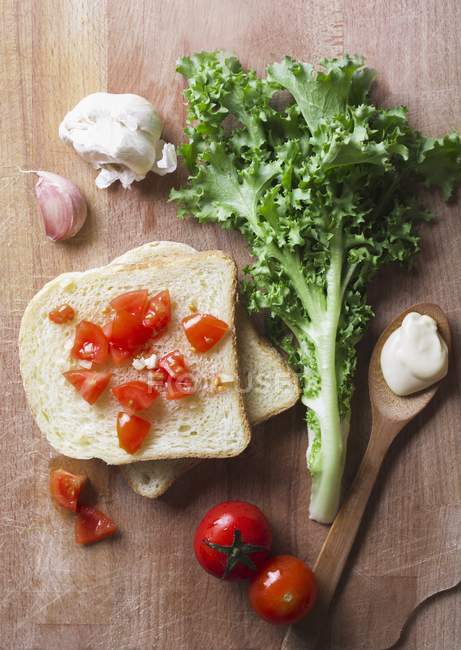 Tomaten-Sandwich mit Mayonnaise — Stockfoto