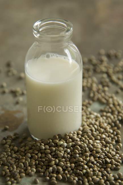 Bottle of hemp milk — Stock Photo
