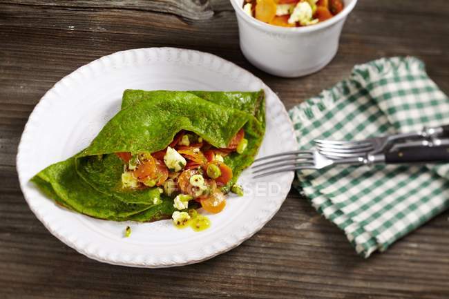 Spinach pancakes with a feta — Stock Photo