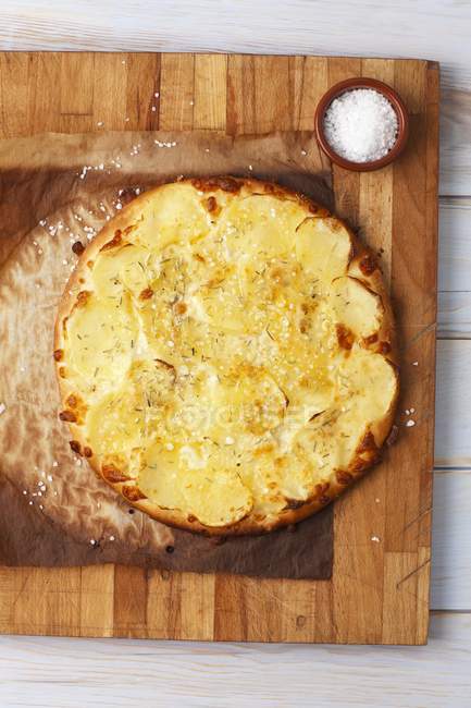 Pizza bianca with potatoes — Stock Photo